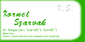 kornel szarvak business card